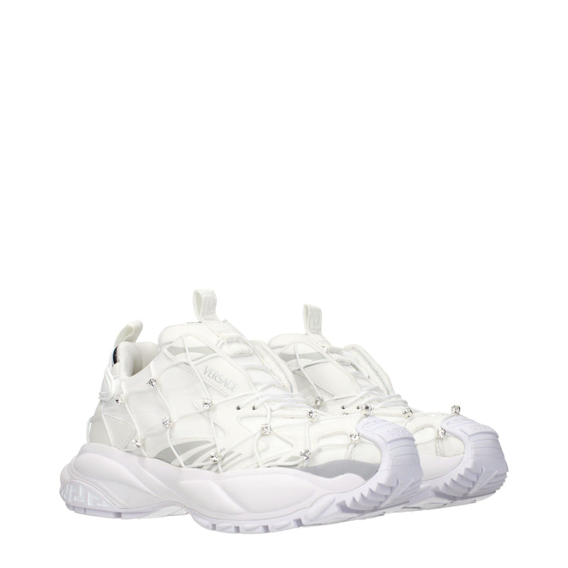 Versace White Fabric Sneakers for Women