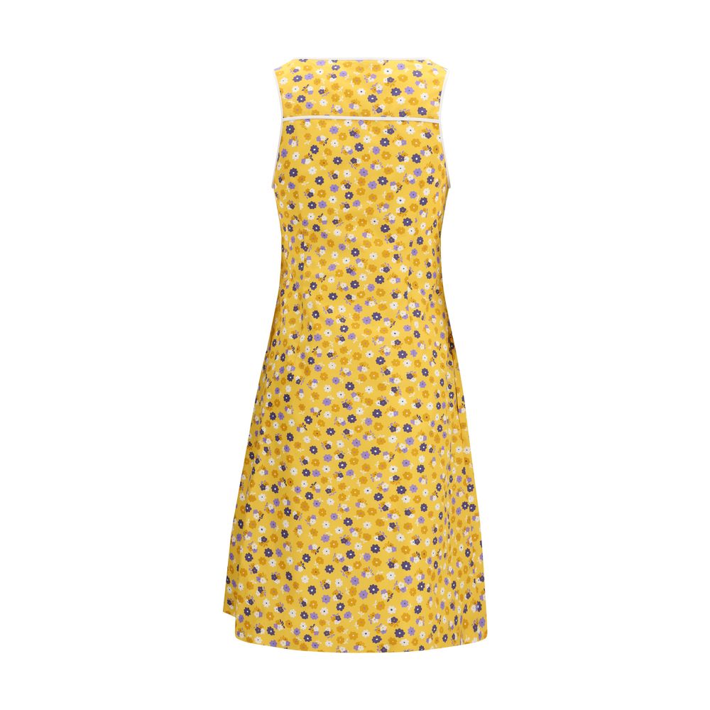 Miu Miu Bicolor Cotton Casual Dress - Floral Midi Style