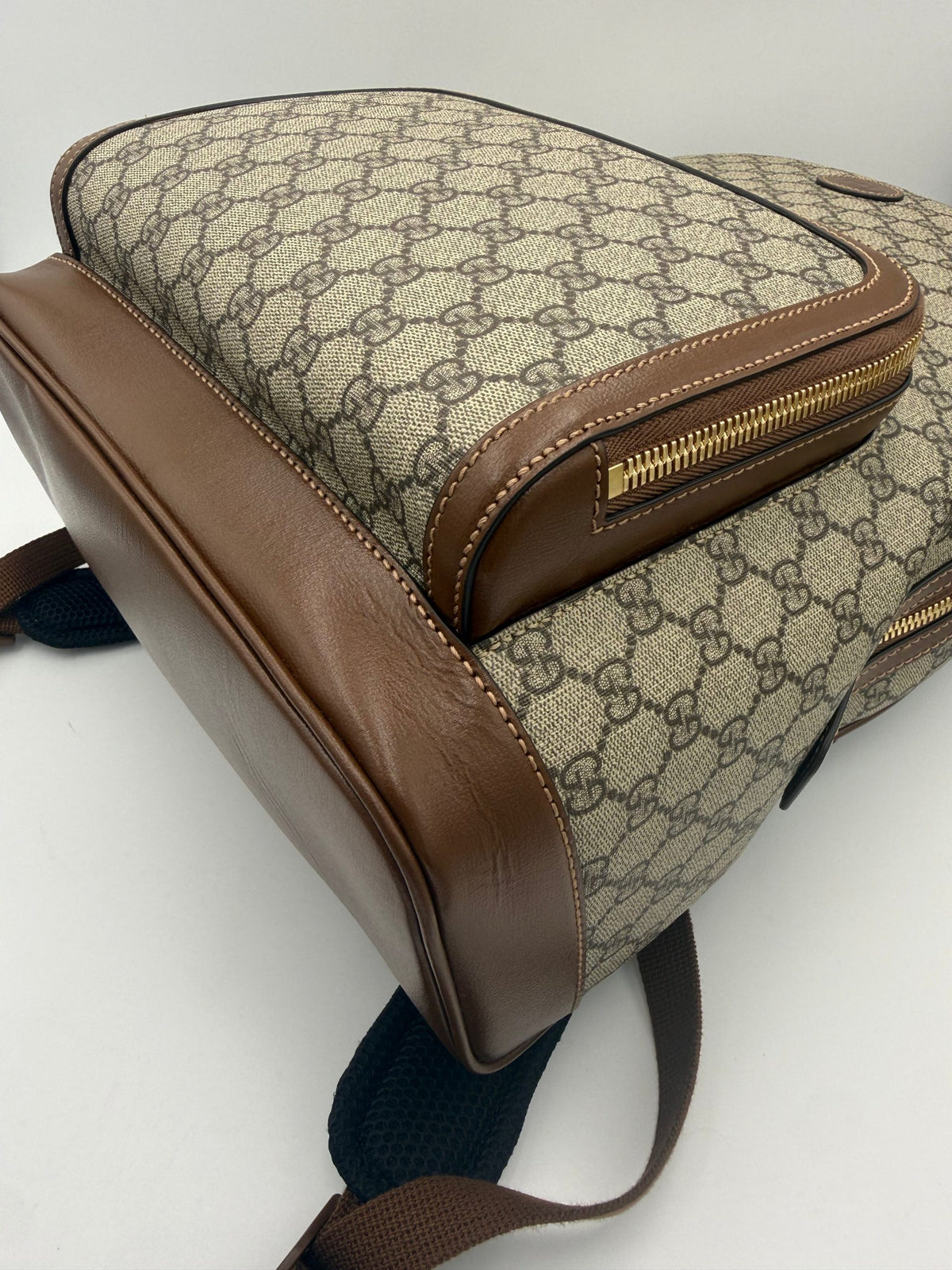Gucci GG Supreme and Leather Backpack