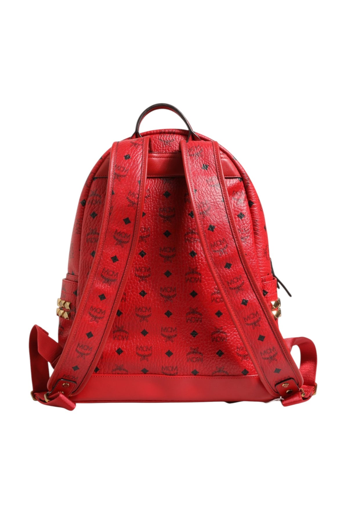 MCM Medium Stark Studded Visetos Backpack in Red