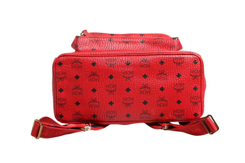 MCM Medium Stark Studded Visetos Backpack in Red
