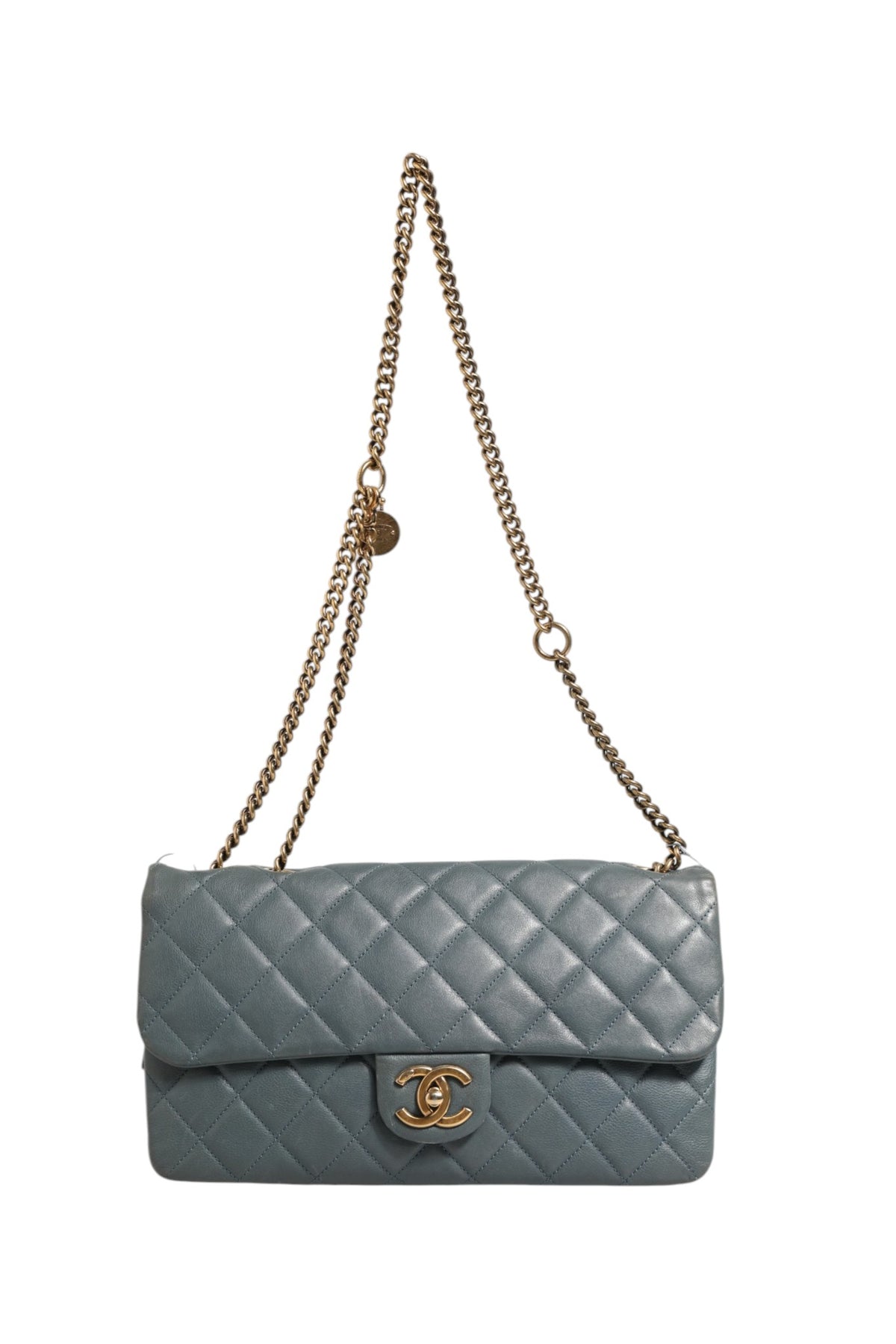 Chanel Blue Quilted Leather Crown Flap Shoulder Bag