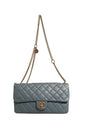 Chanel Blue Quilted Leather Crown Flap Shoulder Bag