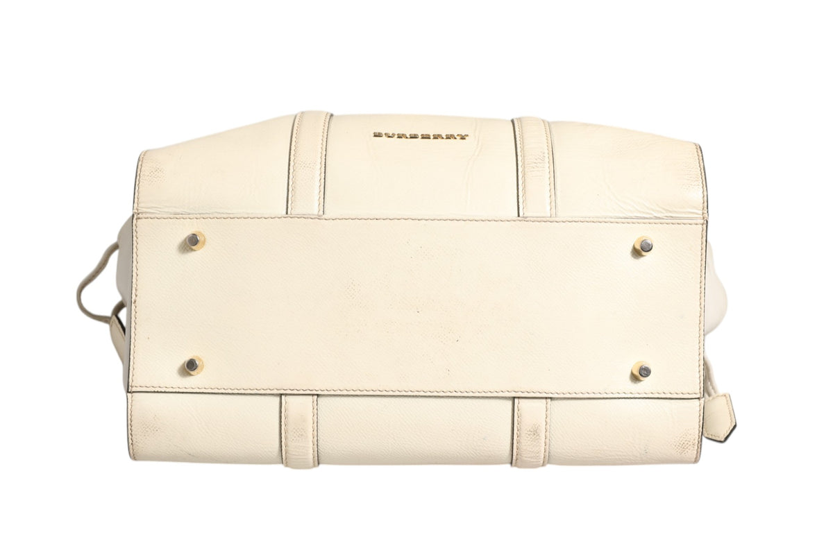 Burberry Chalk White Large Leather Tote Bag