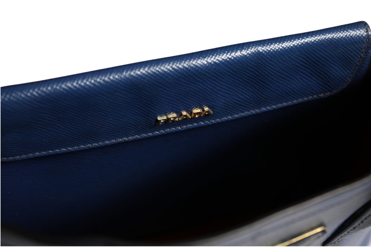 Prada Blue Saffiano Leather 2way Bag - Stylish and Versatile