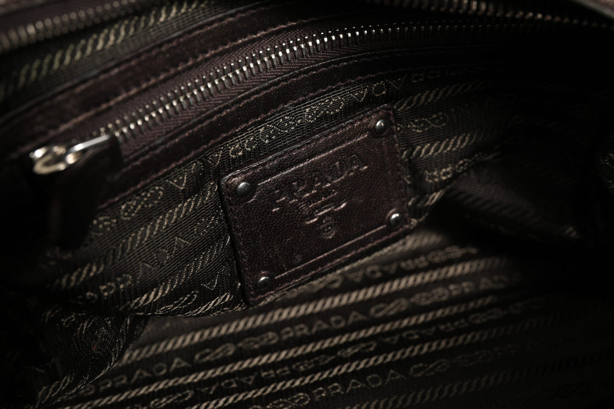 Prada Metallic Nappa Leather Ruffle Shoulder Bag