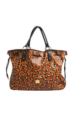 MCM Visetos Leopard Aren Medium Shopper Tote - Orange & Black