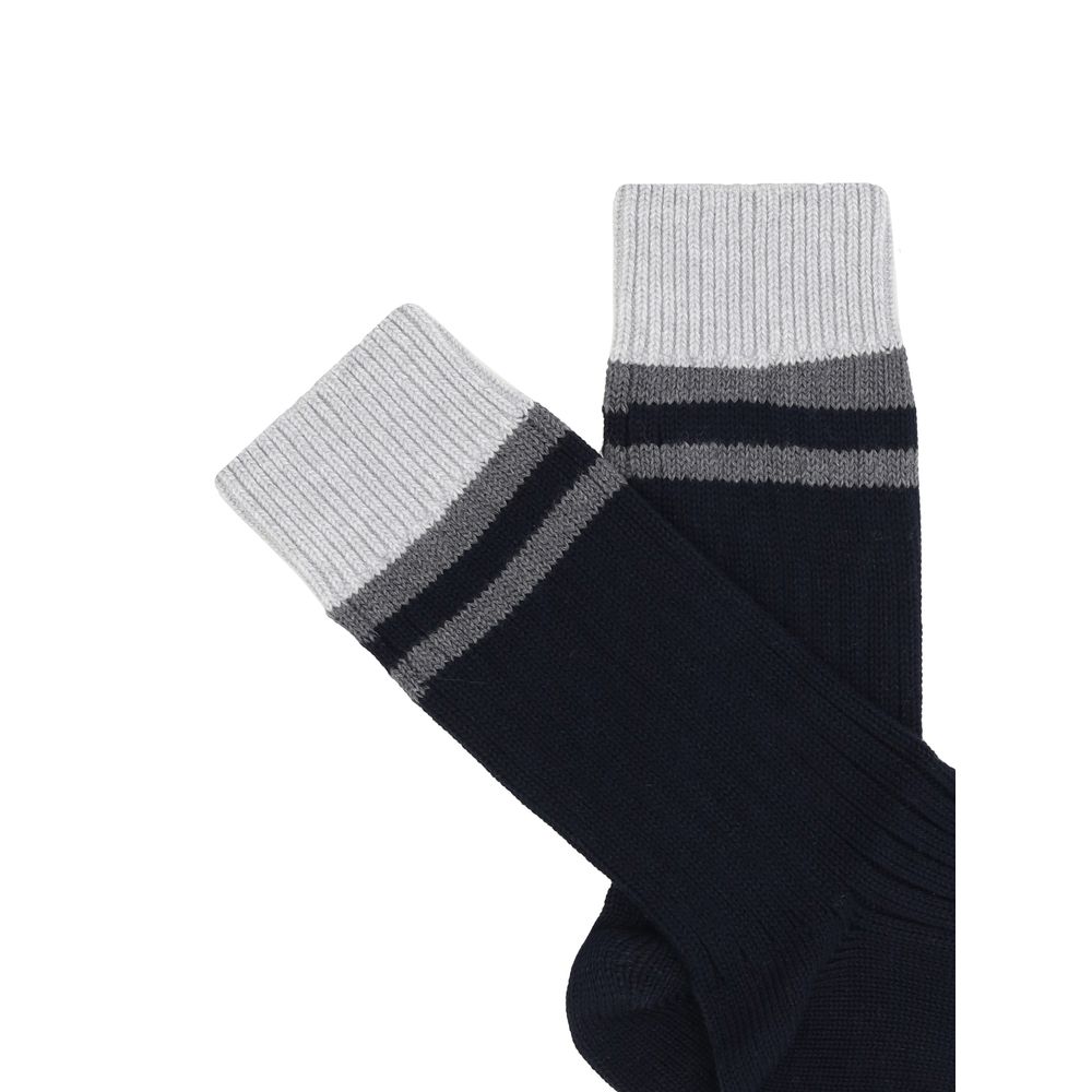 Brunello Cucinelli Black Cotton Socks - Elegant Comfort