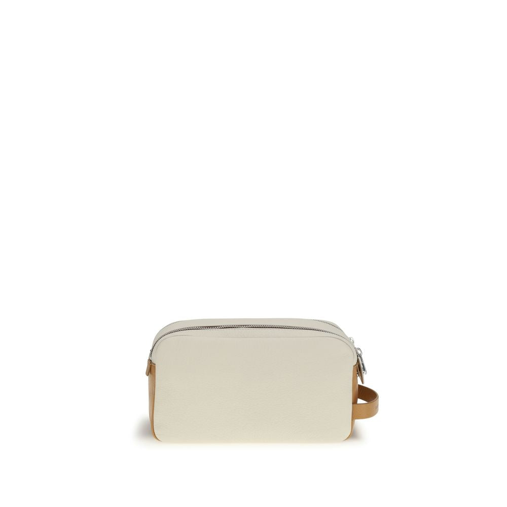 Brunello Cucinelli Beige Calf Leather Beauty Case