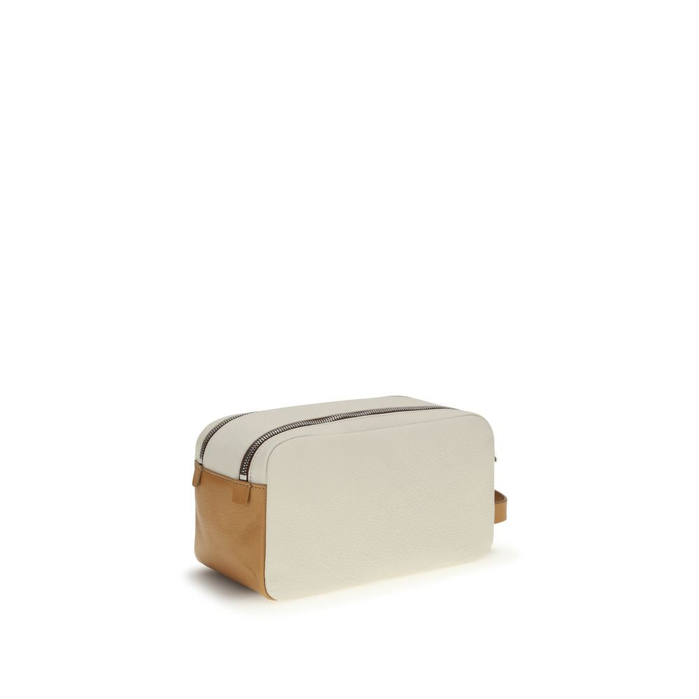 Brunello Cucinelli Beige Calf Leather Beauty Case