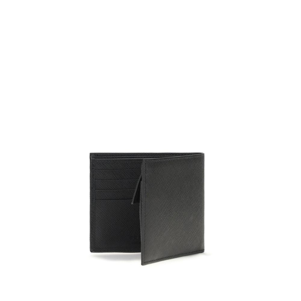 Prada Black Calf Leather Bos Taurus Wallet