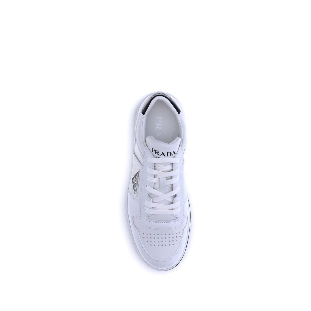 Prada White Calf Leather Bos Taurus Low Top Sneakers