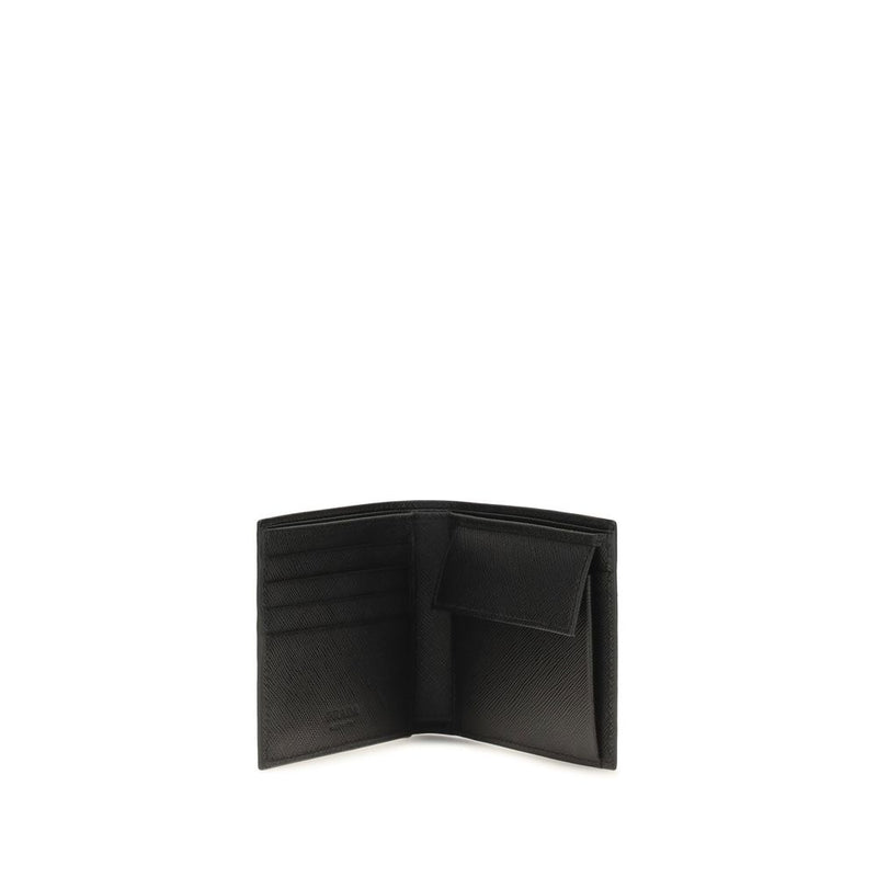 Prada Black Calf Leather Bos Taurus Wallet