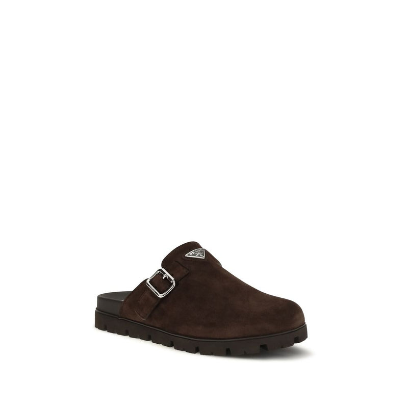 Prada Brown Calf Leather Bos Taurus Mules for Men