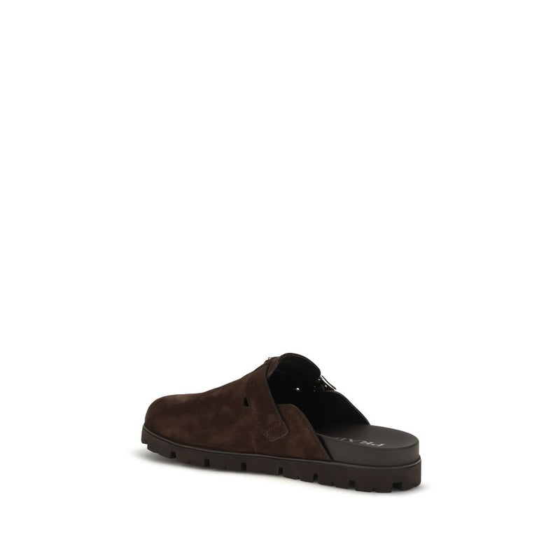 Prada Brown Calf Leather Bos Taurus Mules for Men