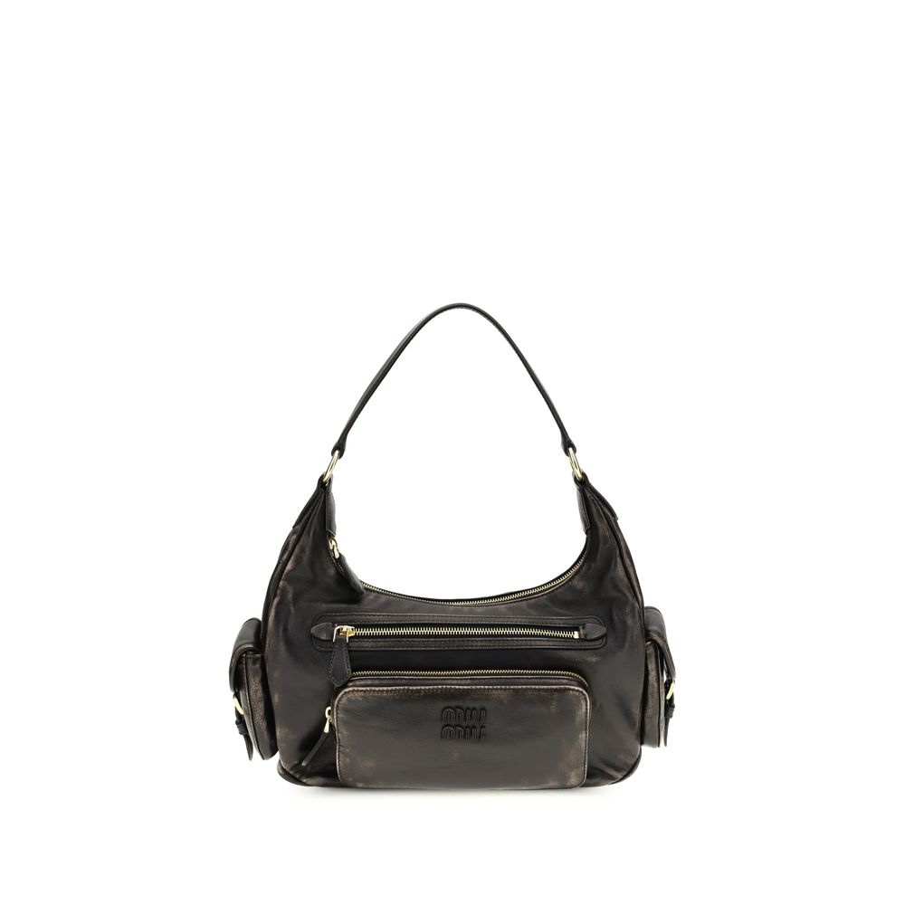 Sac bandoulière Miu Miu Bos Taurus en cuir de veau marron