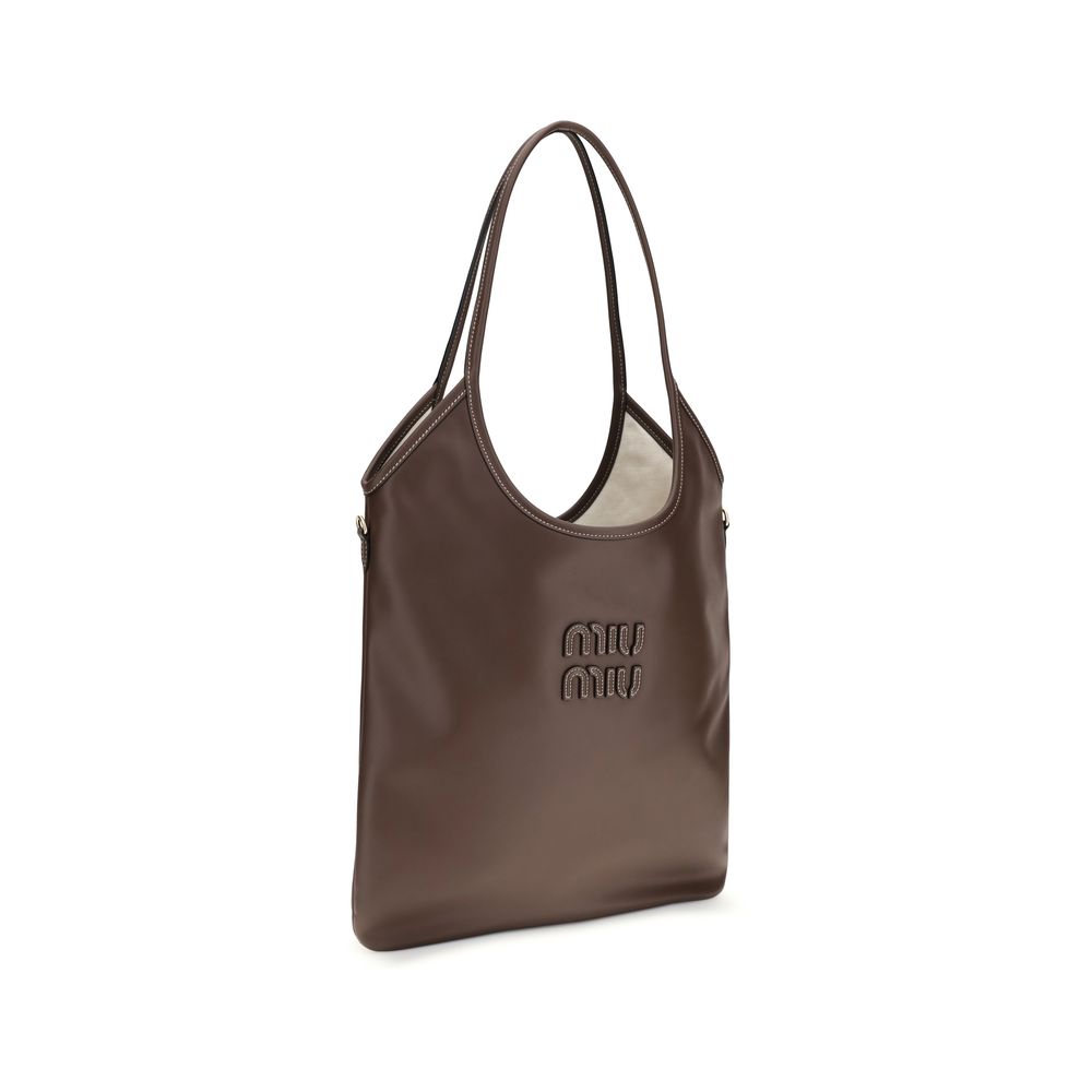 Sac bandoulière Miu Miu Bos Taurus en cuir de veau marron