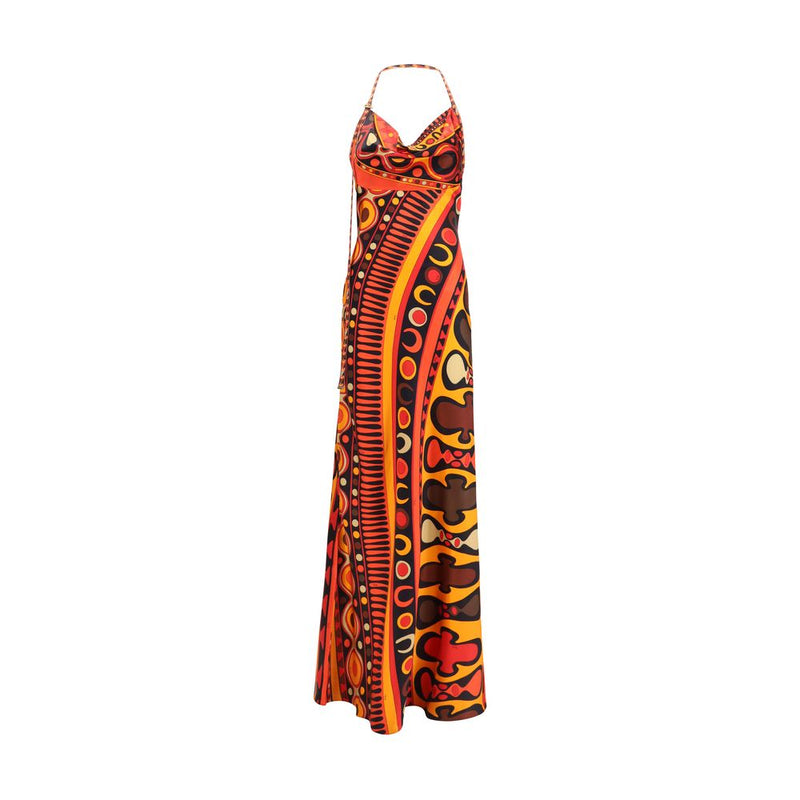 Robe longue en soie multicolore Emilio Pucci