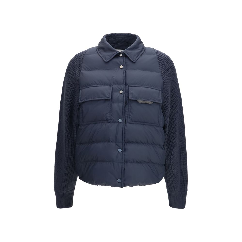 Brunello Cucinelli Monil Chain Blue Polyester Jacket