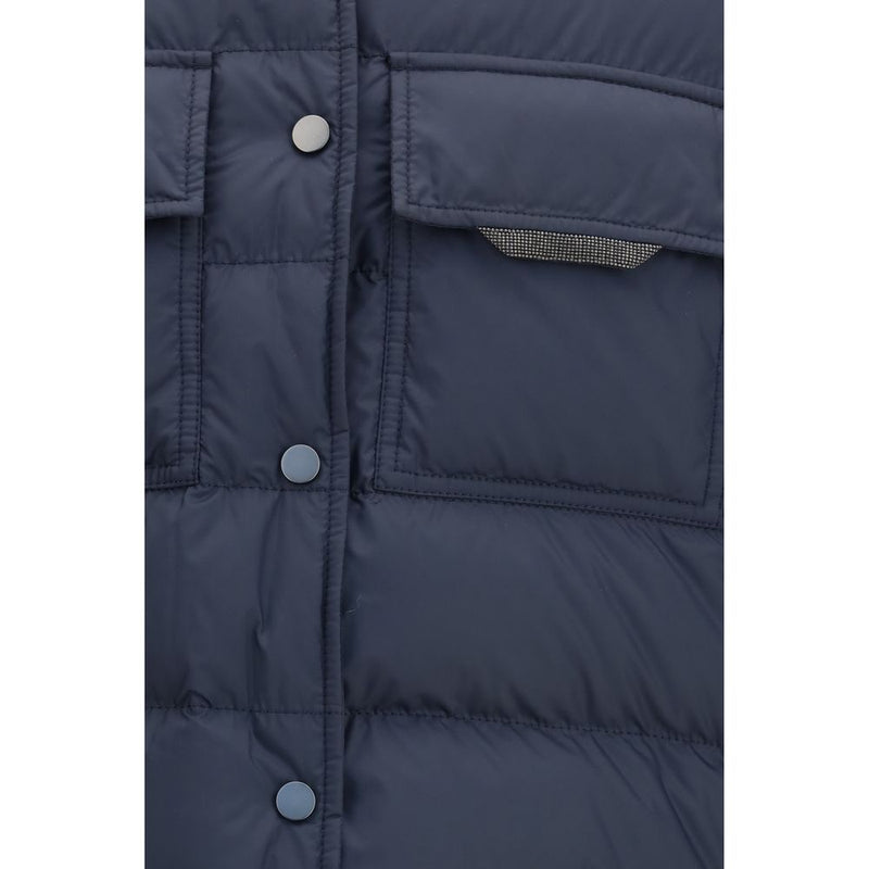 Brunello Cucinelli Monil Chain Blue Polyester Jacket