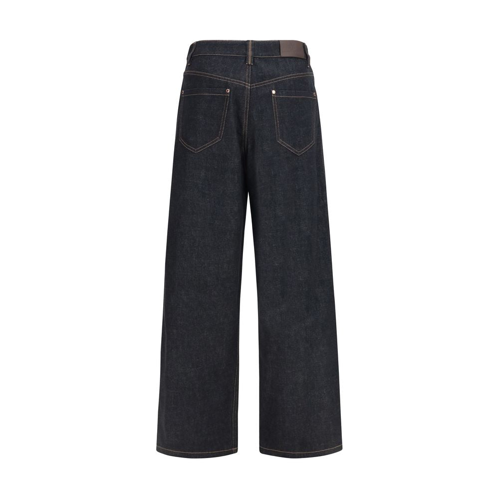 Brunello Cucinelli Blue Cotton Straight-Leg Jeans for Women
