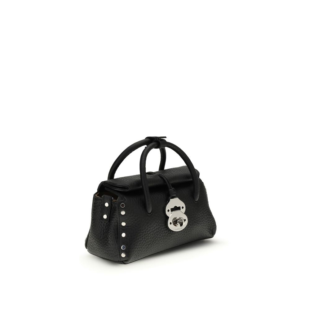 Zanellato Black Calf Leather Dotta Centauro Baby Handbag