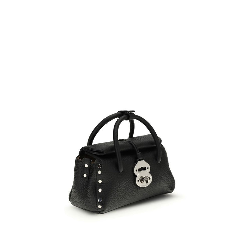 Zanellato Black Calf Leather Dotta Centauro Baby Handbag