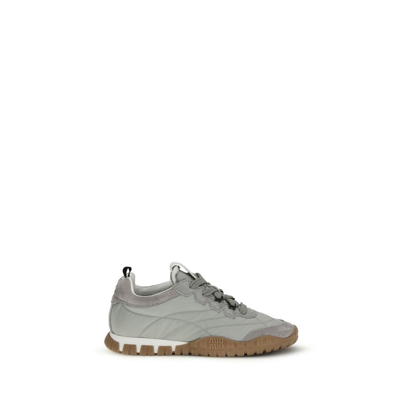 Miu Miu Gray Recycled Polyamide Tyre Sneakers for Women
