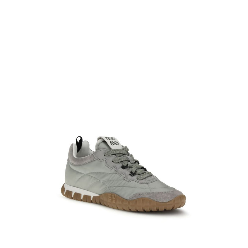 Miu Miu Gray Recycled Polyamide Tyre Sneakers for Women