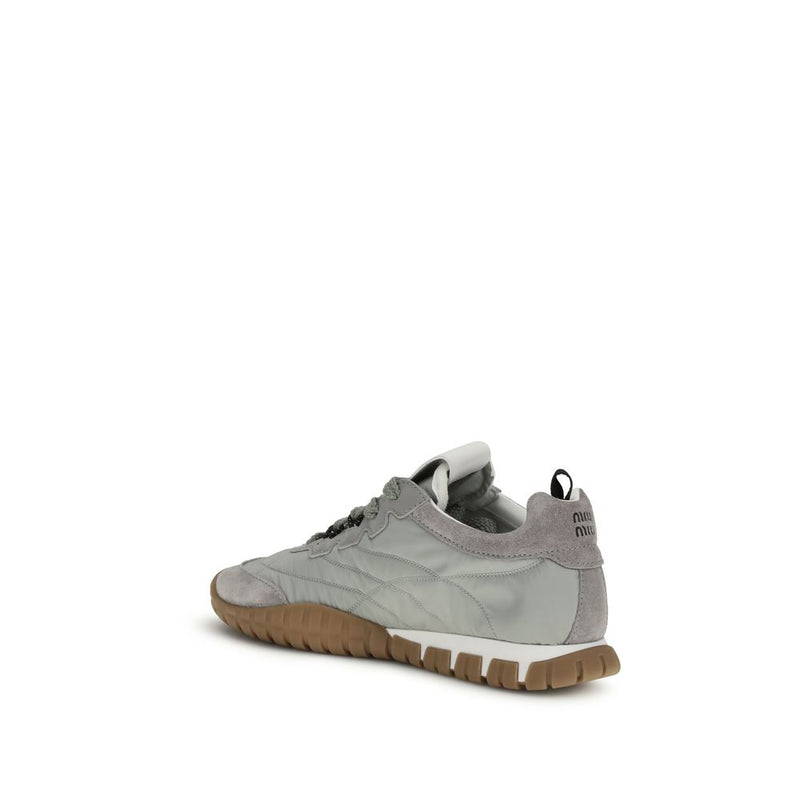 Miu Miu Gray Recycled Polyamide Tyre Sneakers for Women