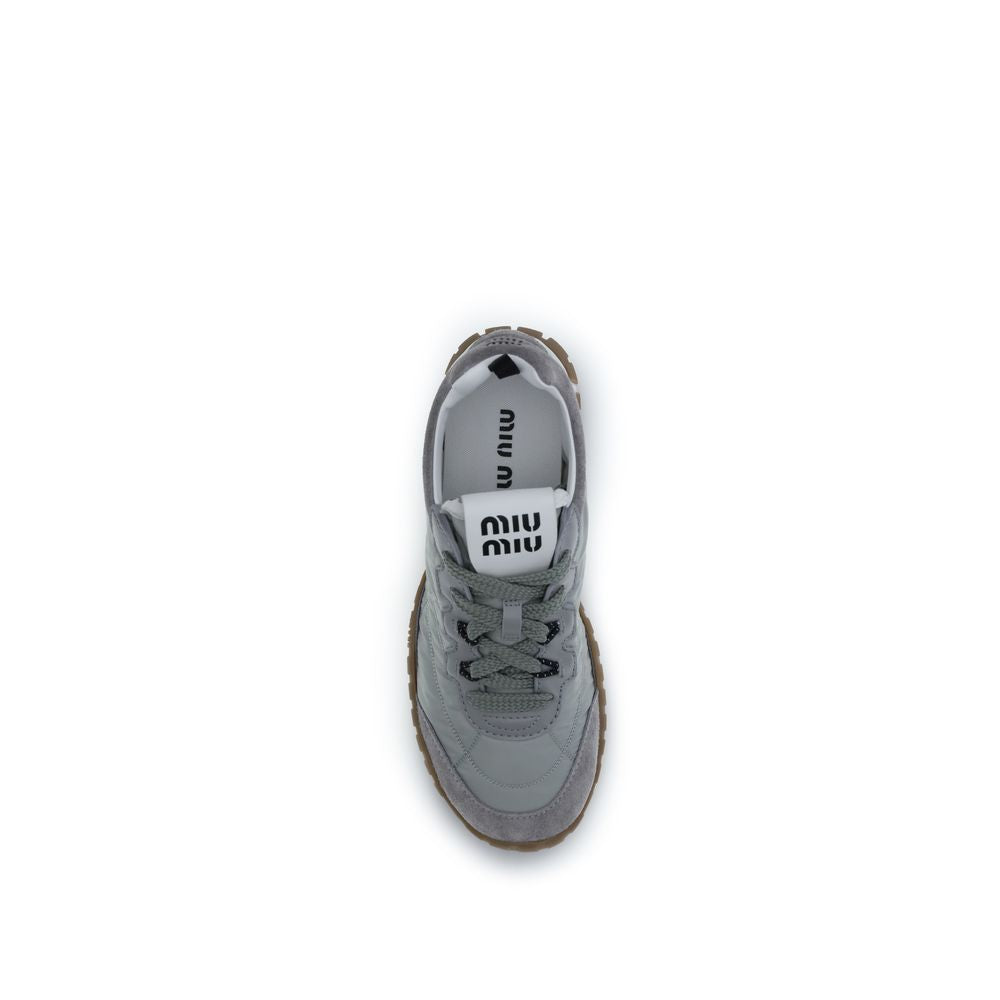 Miu Miu Gray Recycled Polyamide Tyre Sneakers for Women