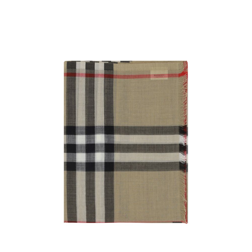 Burberry Brown Silk Scarf with Iconic Check Pattern