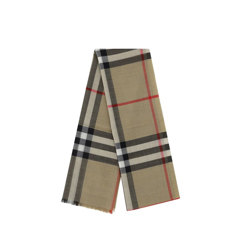 Burberry Brown Silk Scarf with Iconic Check Pattern