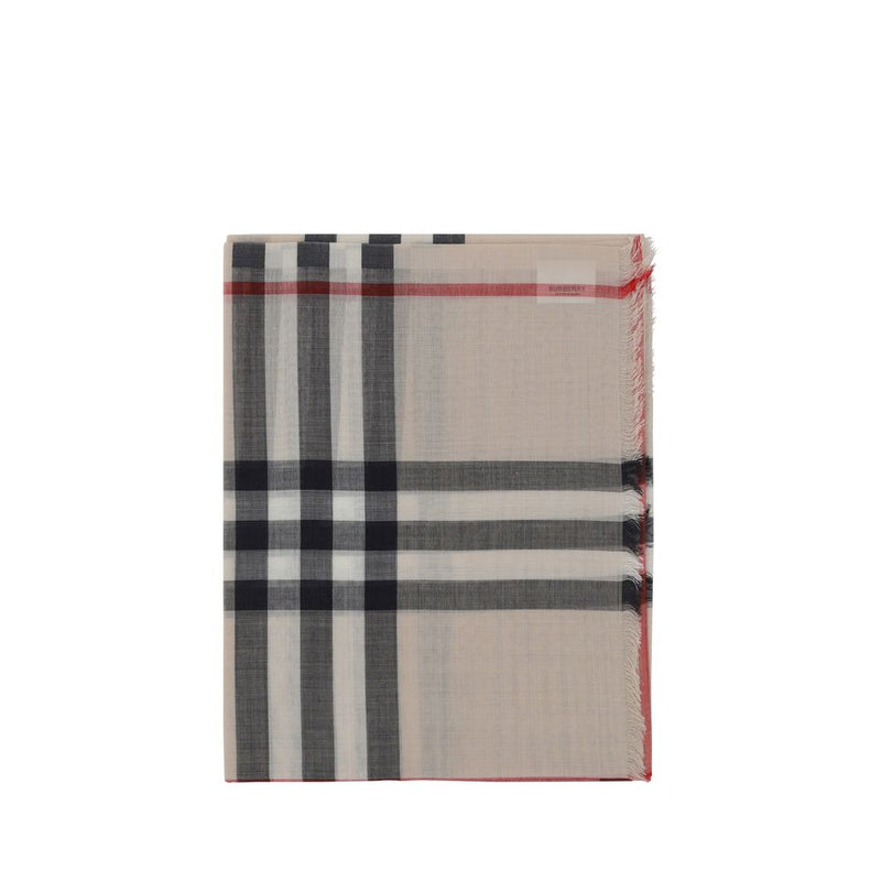 Burberry Brown Silk Scarf with Iconic Check Pattern