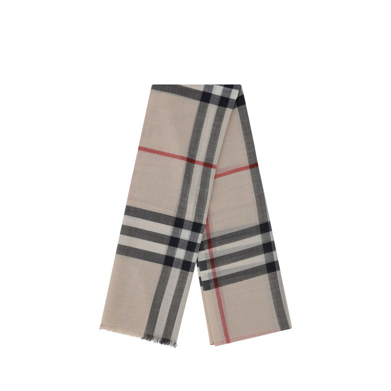 Burberry Brown Silk Scarf with Iconic Check Pattern