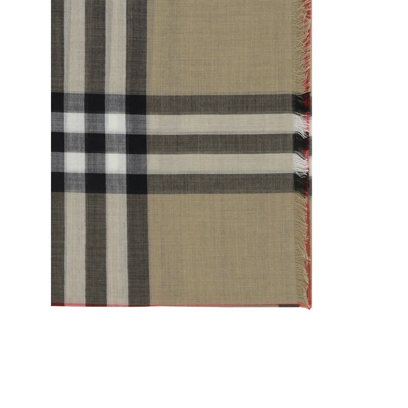 Burberry Brown Silk Scarf with Iconic Check Pattern