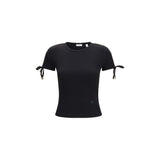 T-shirt en coton noir Burberry avec détails en dentelle