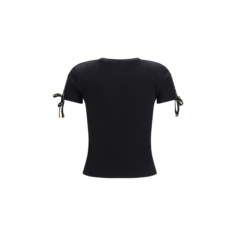 Burberry Black Cotton Lace-Detail T-Shirt for Women