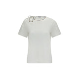 T-Shirt en Coton Blanc Burberry avec Détails en Dentelle