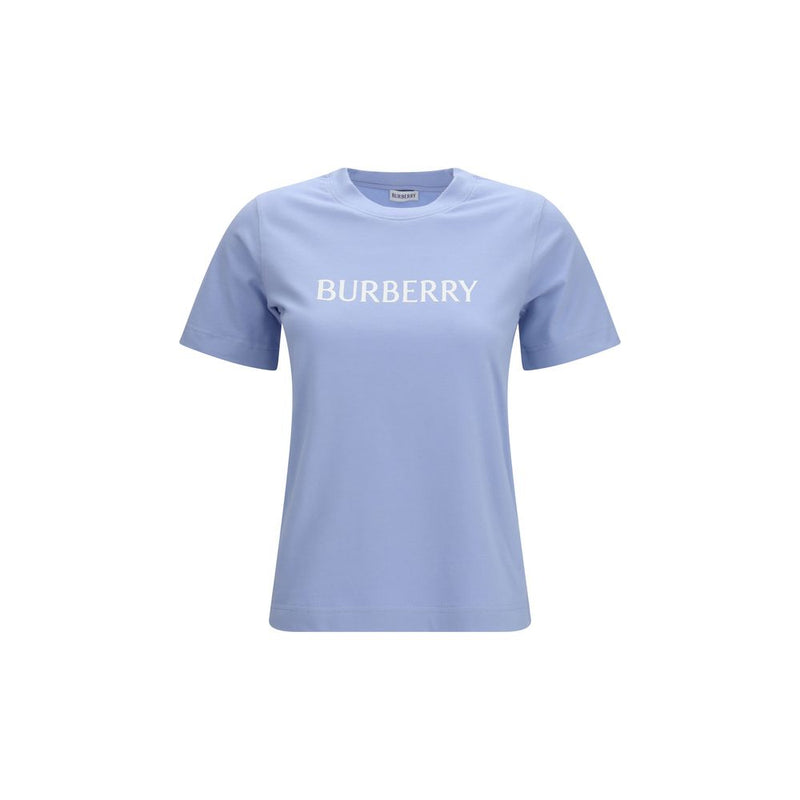 Burberry Blue Cotton T-Shirt with Embroidered Logo