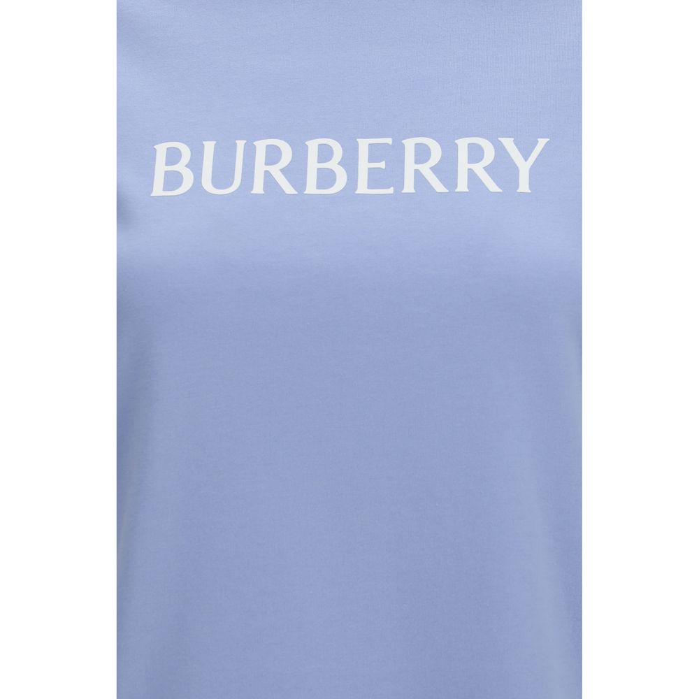 T-shirt en coton bleu Burberry avec logo brodé