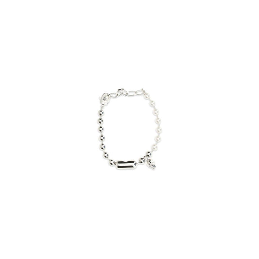 Alexander McQueen White Brass Bracelet with Pearl Skull Detail