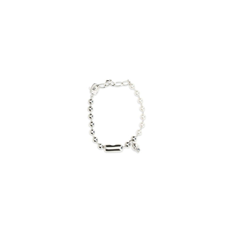 Alexander McQueen White Brass Bracelet with Pearl Skull Detail