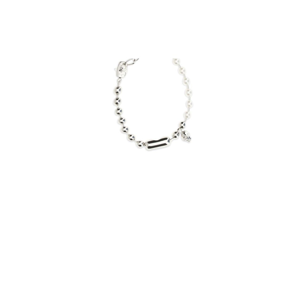 Alexander McQueen White Brass Bracelet with Pearl Skull Detail