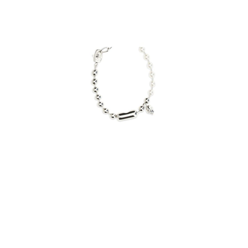 Alexander McQueen White Brass Bracelet with Pearl Skull Detail