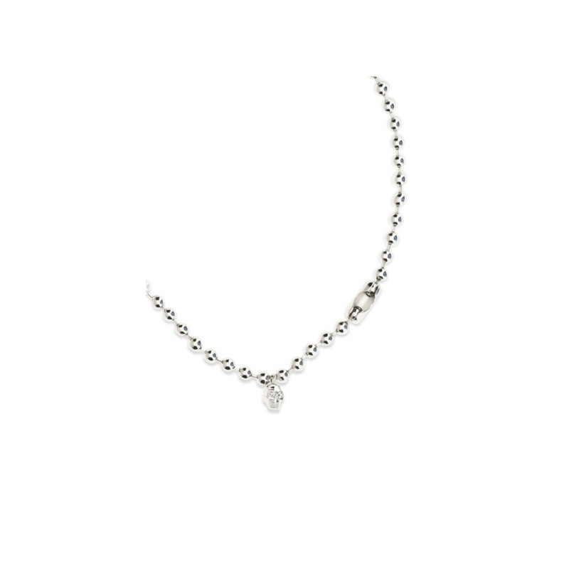 Alexander McQueen White Brass Necklace with Pearl Skull Pendant