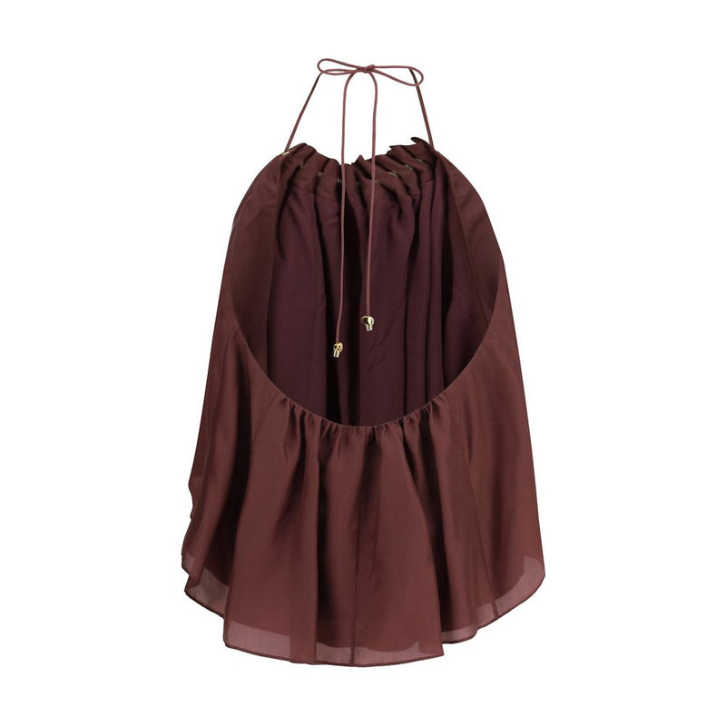 Zimmermann Bordeaux Silk Sleeveless T-Shirt