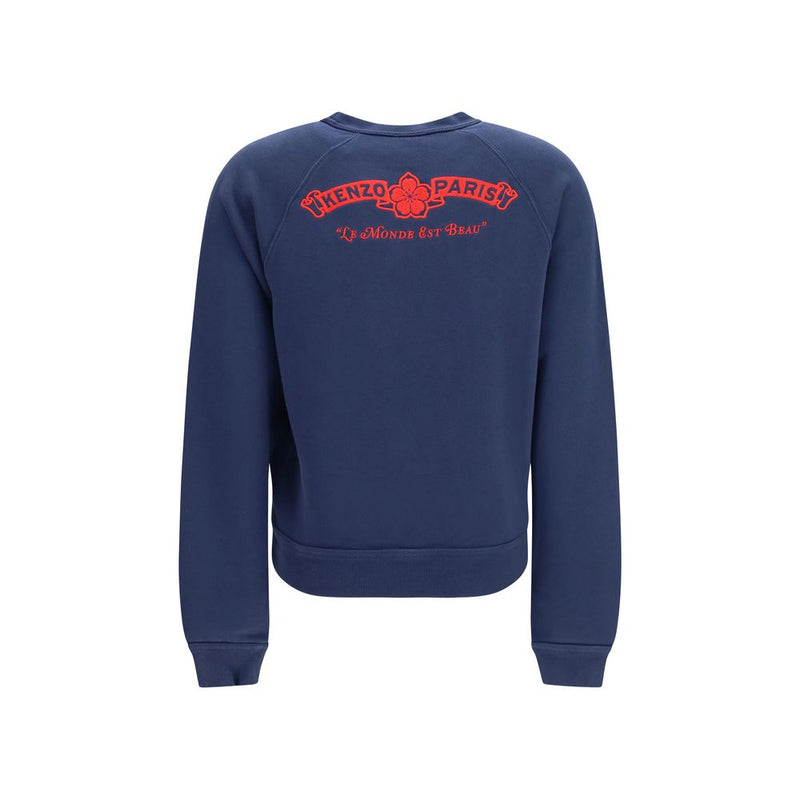 Kenzo Blue Cotton Sweatshirt - Paris Emblem