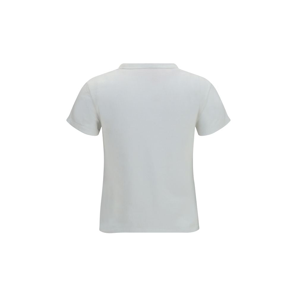 Kenzo White Cotton T-Shirt with Tulip Embroidery