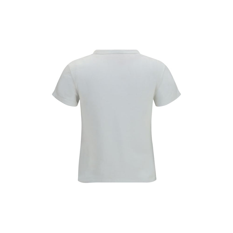 Kenzo White Cotton T-Shirt with Tulip Embroidery